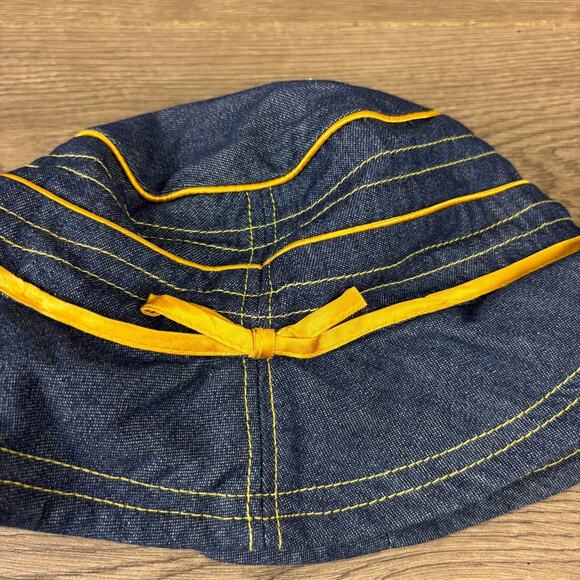 Preston & York Bucket Hat Cap Women's One Size Denim Blue Yellow Lace - Picture 11 of 11